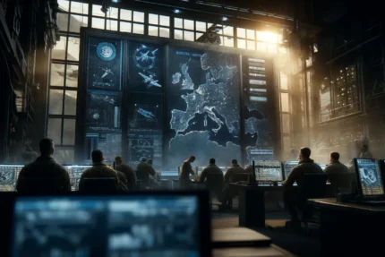 Image illustrant la défense européenne avec des technologies militaires avancées.