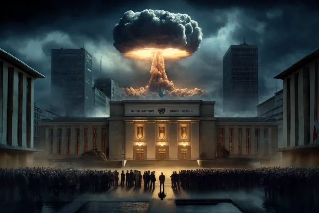 Image illustrant l'impact d'une menace nucléaire sur Genève.