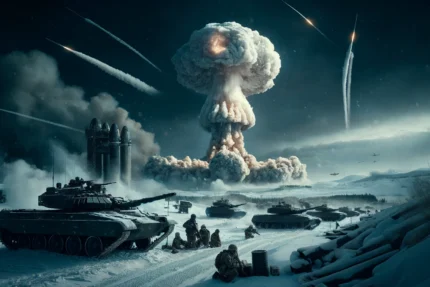 Image d'exercices militaires impliquant des armes nucléaires tactiques.