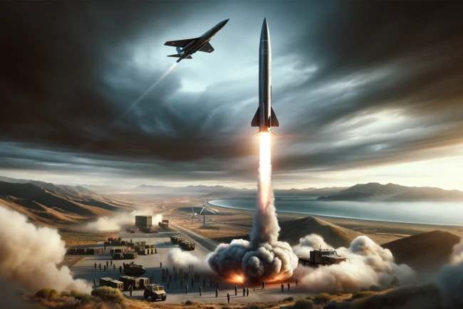 L'essai d'un nouveau missile air-sol nucléaire par la France 3 Image d'un essai de missile air-sol nucléaire par l'armée française.